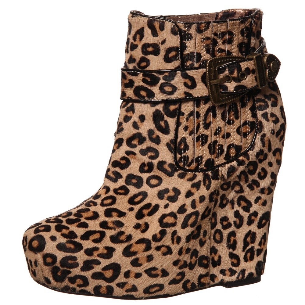 Betsey Johnson Brown Leopard Ankle Booties